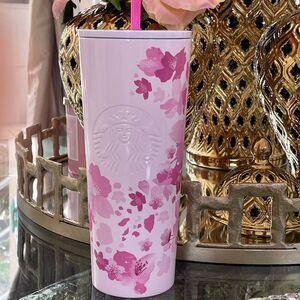 Limited Edición Starbucks  Pink Cherry Blossom Stainless Steel Cold Cup 24oz